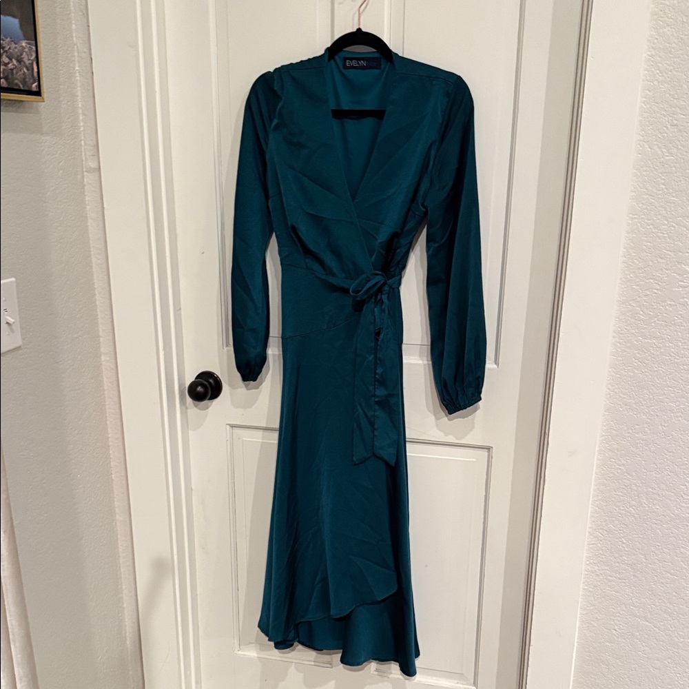 Elan Deep Teal Long Sleeve Dress
